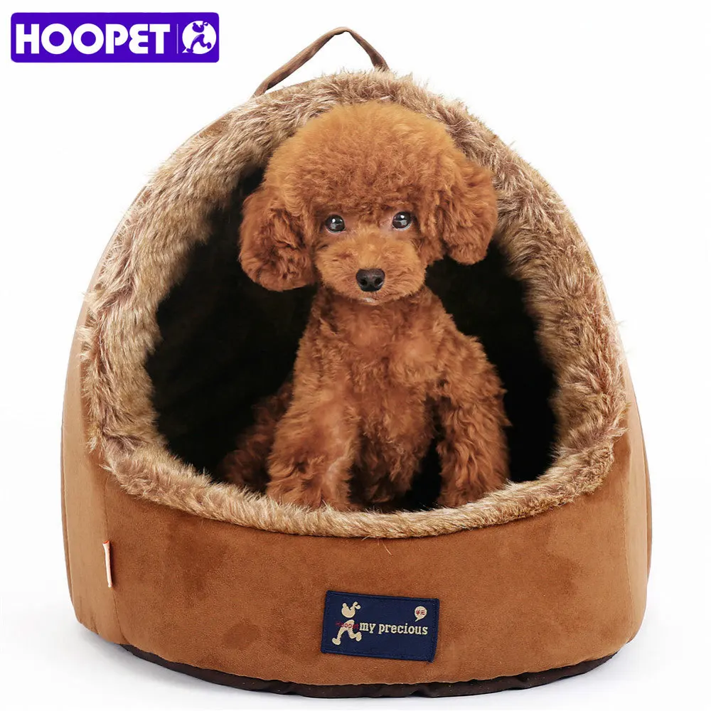 HOOPET Pet Cat Dog Puppy Suede Tent Bed with Double Sided Plush Cushion