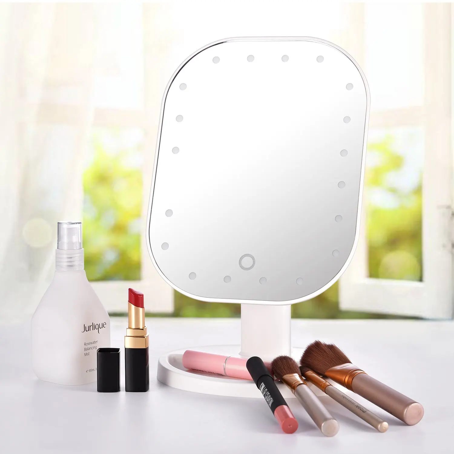 Освещенное зеркало для макияжа съемное 10X увеличение сенсорный экран туалетное зеркало портативное настольное косметическое зеркало
