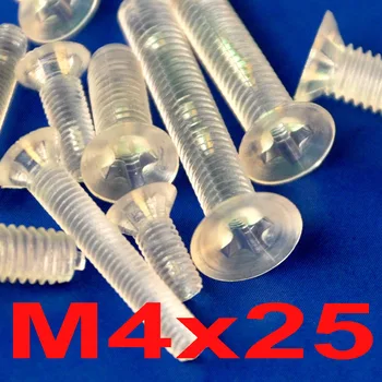 

( 100 pcs/lot ) Metric M4 x 25mm Polycarbonate(PC) Phillips Flat Head Countersunk CSK Screw.