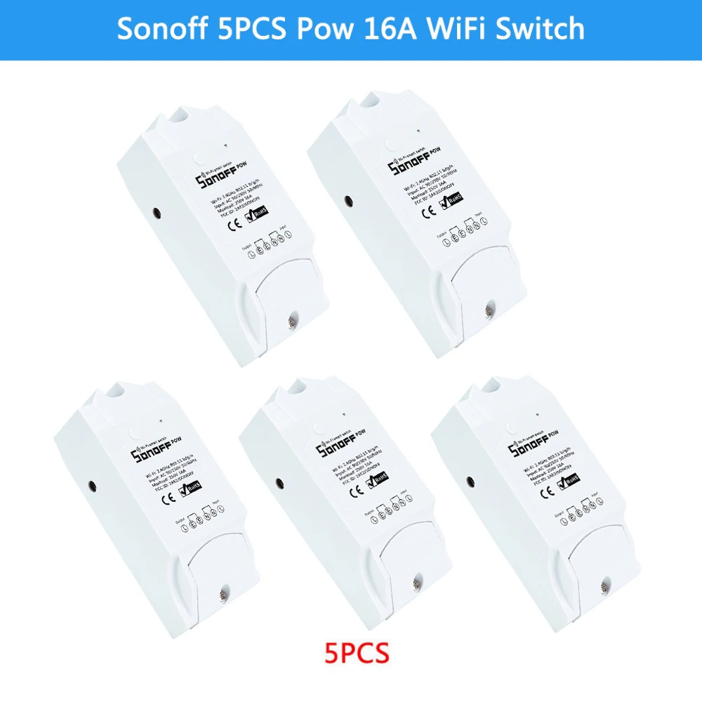 

5PCS Sonoff 16A/3500W Pow Wireless Intelligent Automation WiFi Switch ON/Off Power Consumption Measurement for smart phone