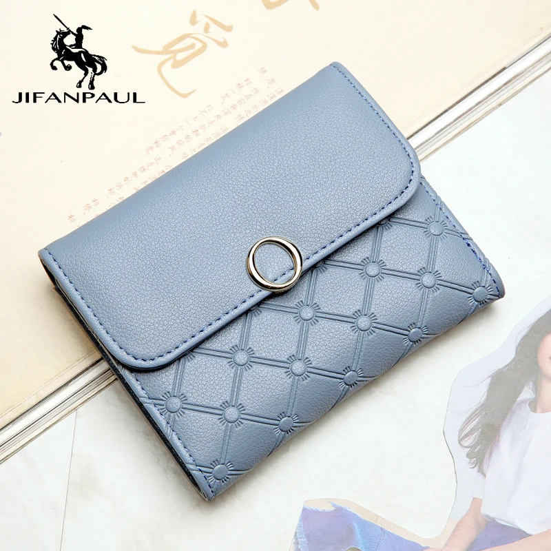 JIFANPAUL женский короткий кошелек геометрический неправильный узор модный бренд металлическая пряжка мульти-карта прочный кожаный для монет