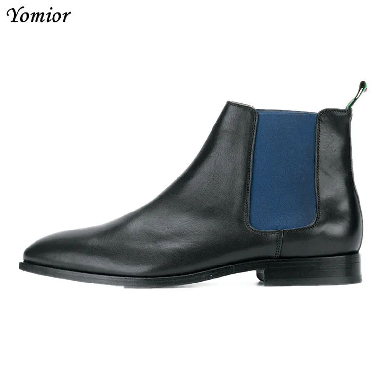 

Top Quality New Luxury Design Handmade Pointed Toe Sexy Vintage Gentleman Ankle Boots Cow Leather Dress Party Chelsea Boots