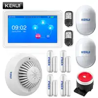 KR-K7 Nieuwe collectie touch-screen verbazingwekkende ontwerp 7 Inch Tft-kleurendisplay WIFI + GSM platte tafel Alarmsysteem kit + SD03 rookmelder