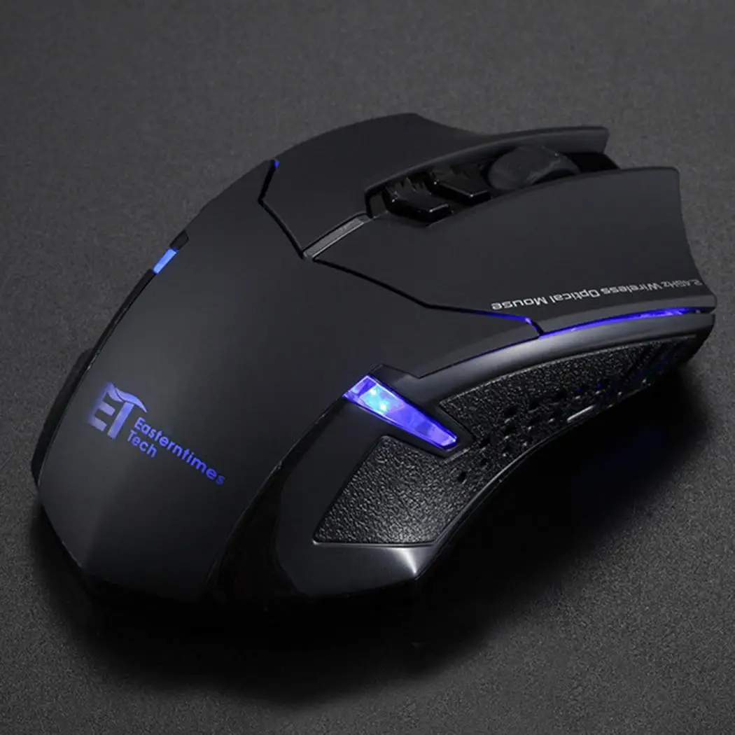 ETX 082.4GHz Беспроводная профессиональная игровая оптическая мышь 7D Black 2000 точек/дюйм