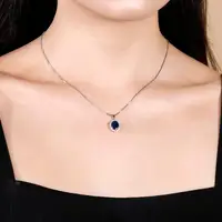Gem's Ballet Natural Natural Blue Sapphire Real 585 14K 10K 18K Gold 925 Silver Pendant Necklace For Women Necklace Jewelry - Image 2