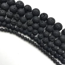 Бусины из натурального камня DIY, черные вулканические бусины из лавы, круглые бусины из вулканического камня, оптовая продажа для изготовле...