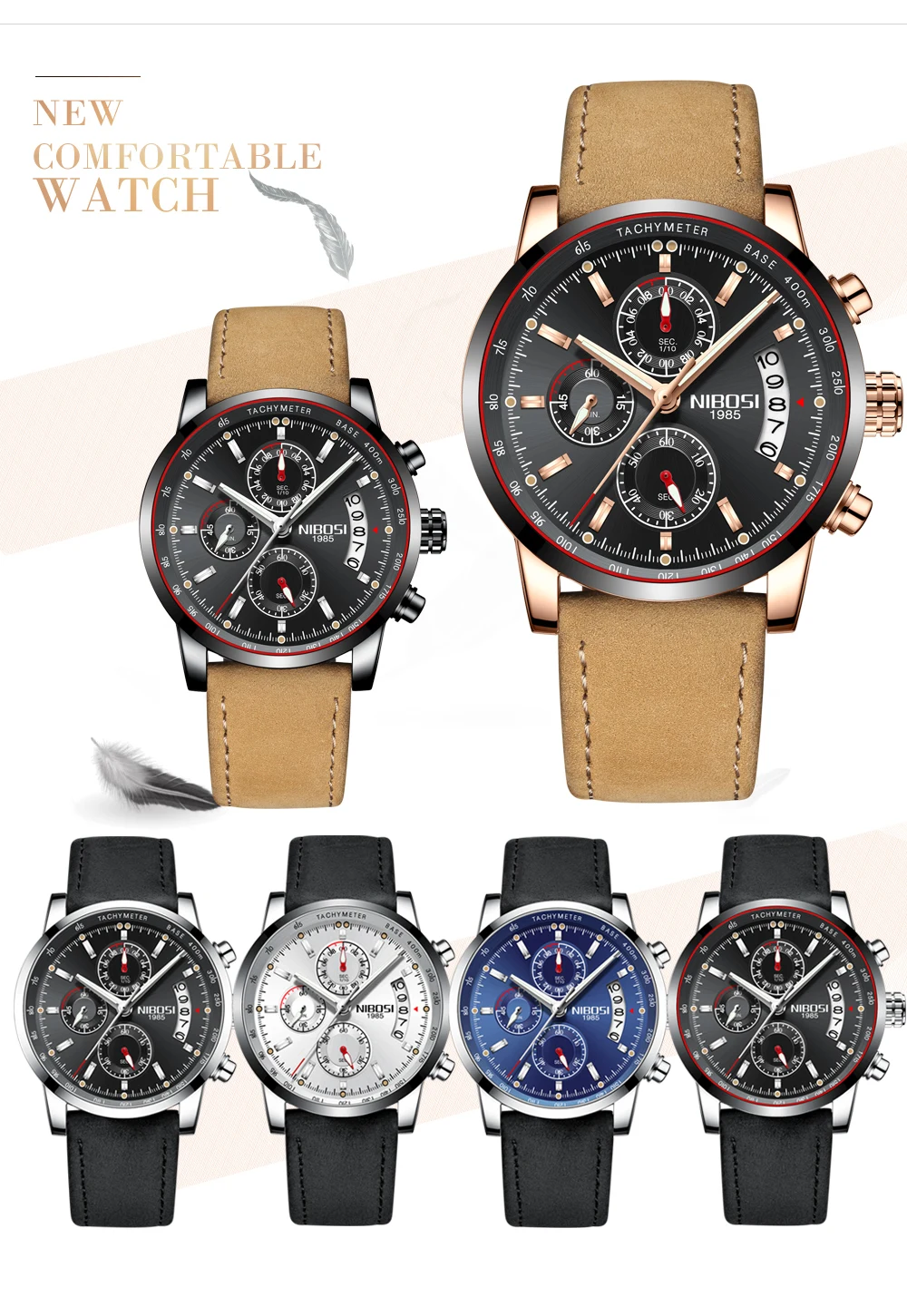 NIBOSI Uhren Herren Quarz Chronographen Analog Watch Men Stainless Steel Top-marke Luxus Leather Watches Sport Relogio Masculino (3)
