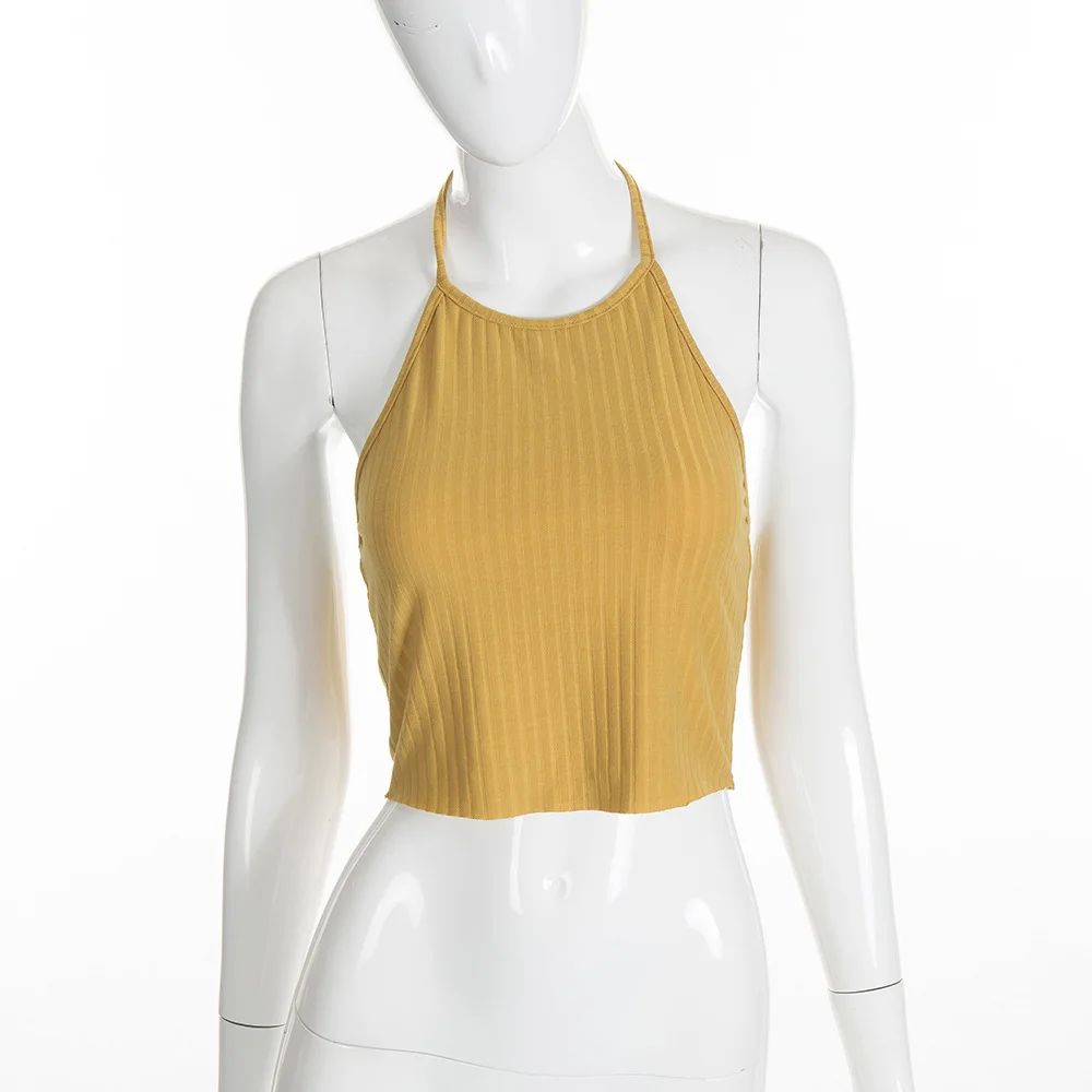 Heyouthoney 2018 Fashion knitted Summer Sexy halter camis sleeveless Camisole Bralet Bustier backless Cropped Tops vest tanks
