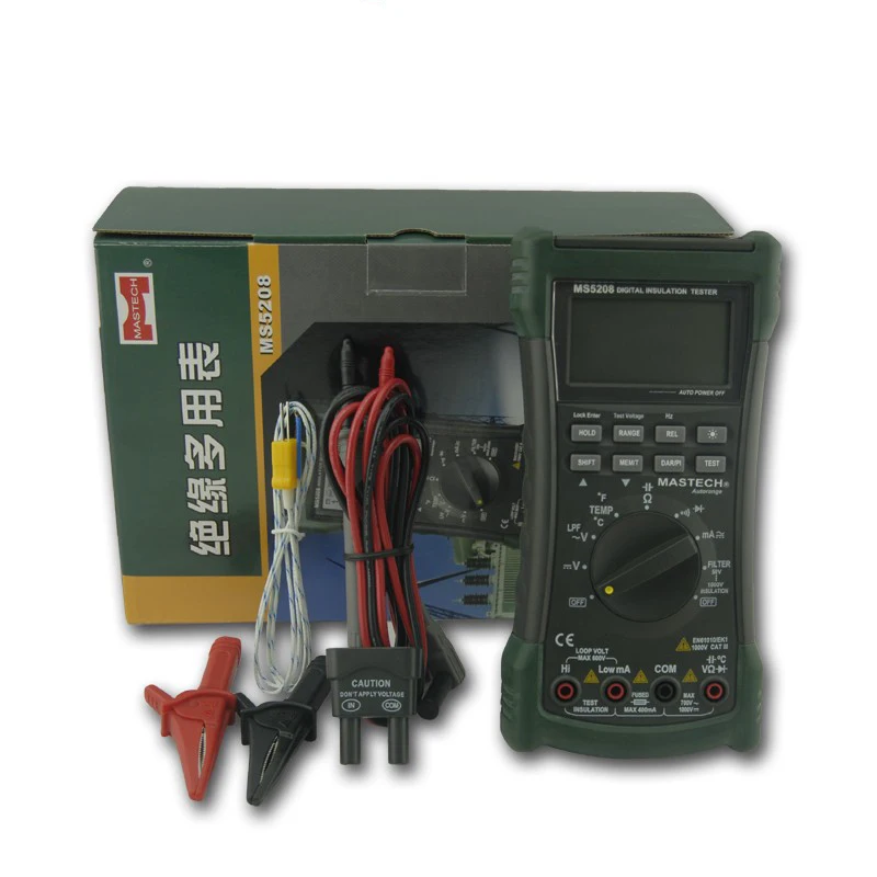 MASTECH MS5208 6600 отсчетов цифровой мультиметр тестер изоляции True RMS переменного напряжения тока измеритель температуры