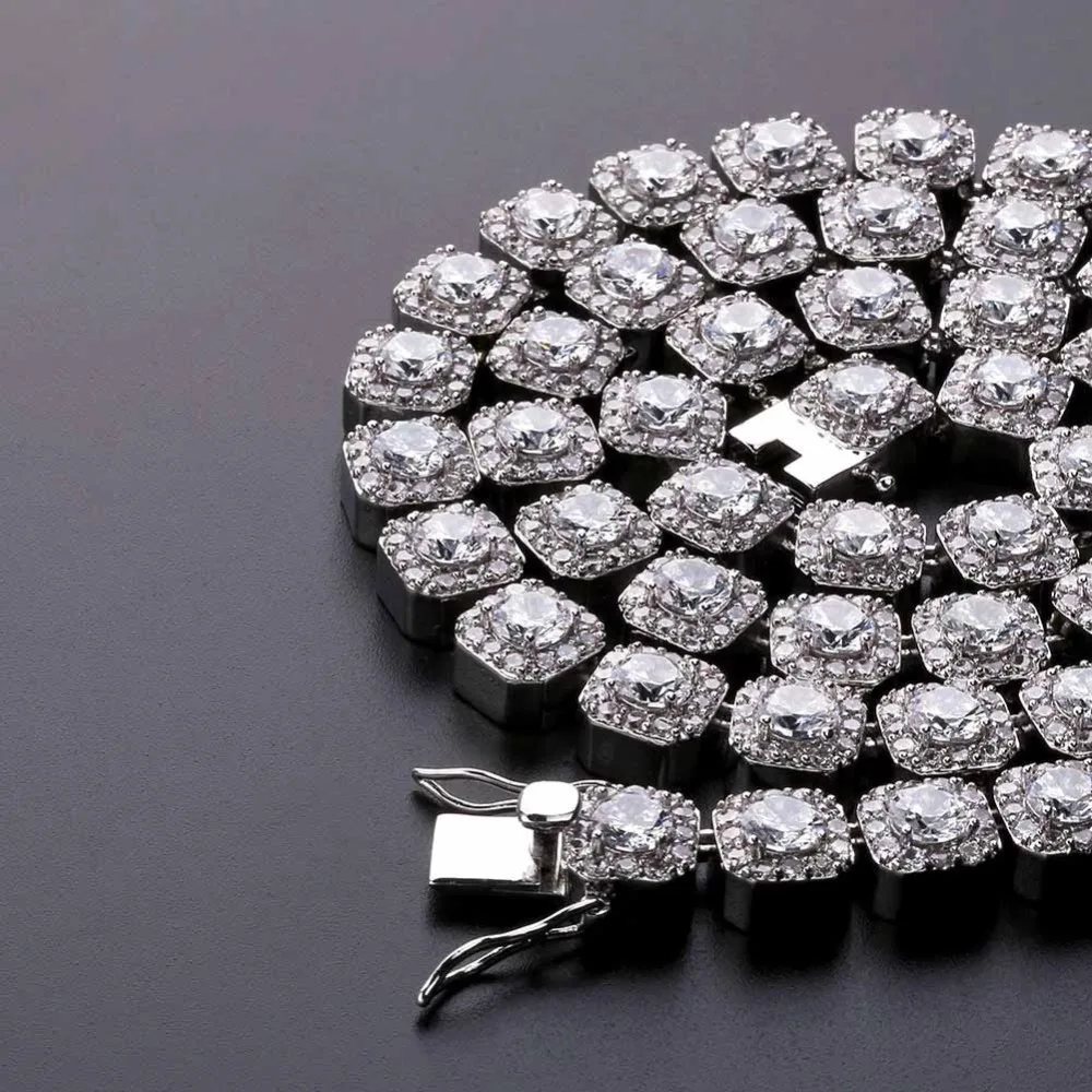 JINAO 10 мм ожерелье со льдом модное ювелирное качественное кольцо с крапановой закрепкой камня Большой размер Solitaire теннисная цепочка мужские блестящие украшения CZ хип хоп