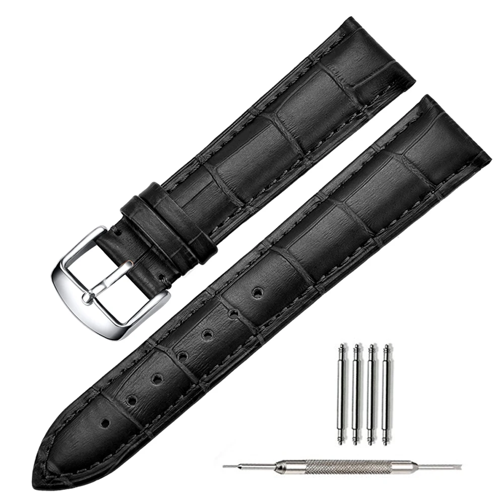 

Watchband 18mm 19mm 20mm 21mm 22mm Genuine Leather Watch BandsBlack Brown Alligator Grain Watch Strap For Tissot Seiko