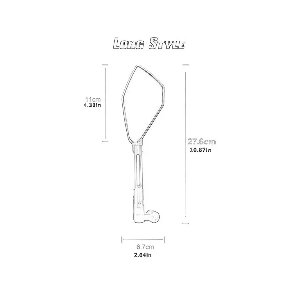 27,6 см длина 2 шт мотоцикл модифицированное алюминиевое зеркало заднего вида перевернутое зеркало уличный автомобиль зеркало заднего вида
