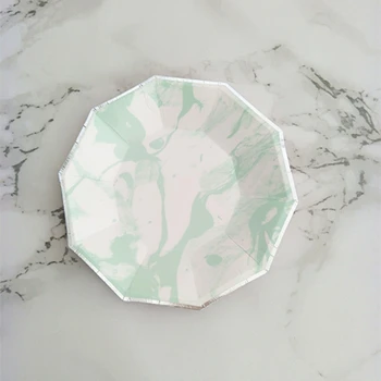 

24pcs Foil Gold Scallop Round Paper Plate Party Favor Geometric Tableware for Bridal Shower Engagement Baby Shower Party Supplie