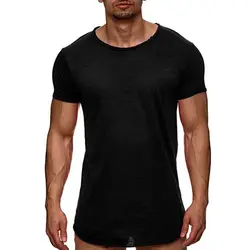 Хип-хоп стиль свободная футболка мужская с коротким рукавом Однотонная Мужская хлопковая футболка модная брендовая с круглым вырезом плюс