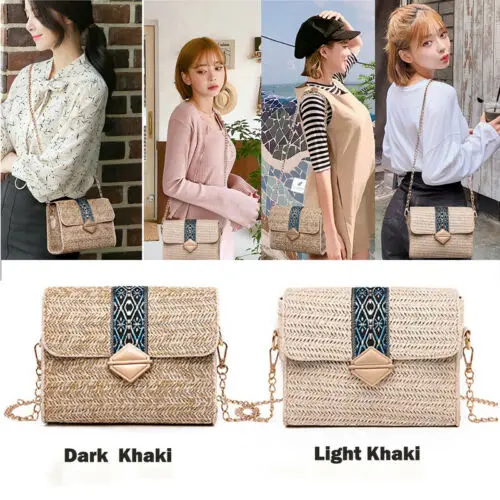 

Women's Cross Body Bag Rattan Wicker Straw Woven Summer Beach Basket Purse Hot