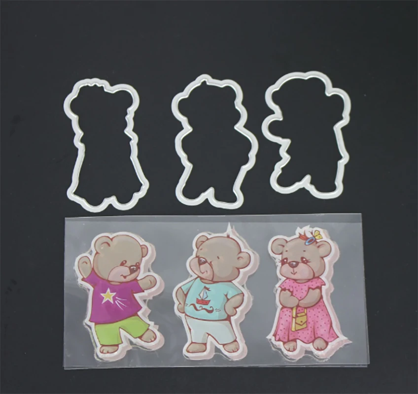 

ZhuoAng Dancing bear Cutting Dies and Clear Stamp Set for DIY Scrapbooking Photo Album Decoretive Embossing Stencial