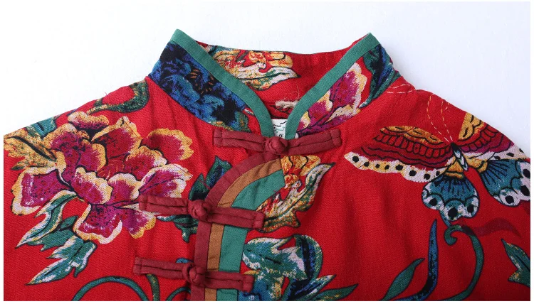 LZJN восточное платье с длинными рукавами Cheongsam Qipao лето осень с рисунком цветов и бабочек халат традиционное китайское женское платье