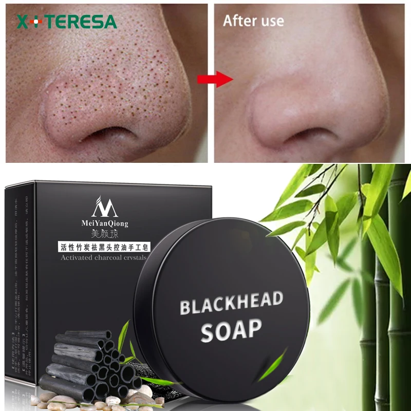 XTERESA Bamboo Charcoal Face Soap Blackhead Pimple Removal Cleanser Oil Control Anti Acne Body