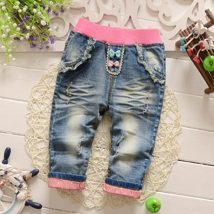Новые Классические мягкие джинсы для маленьких девочек на весну и осень модные штаны детские джинсы мягкие джинсовые штаны для малышей