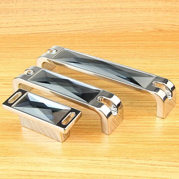 

32mm 96mm 128mm 160mm modern fashion deluxe K9 gary crystal handles silver chrome wine cabinet wardrobe drawer pull knob handle