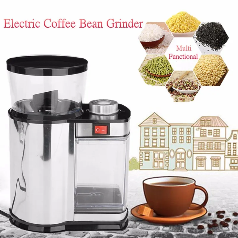 

220V US Plug Electric Coffee Grinder Nuts Seeds Coffee Bean Grinding Machine Stainless Steel Multi-purpose Household Kitchen