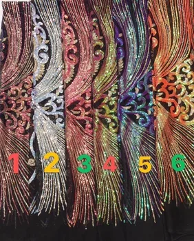 

Sequin Mesh Fabric Embroidered sequins Lace Fabric Wedding Bridal African Lace Fabric 2019 High Quality Lace