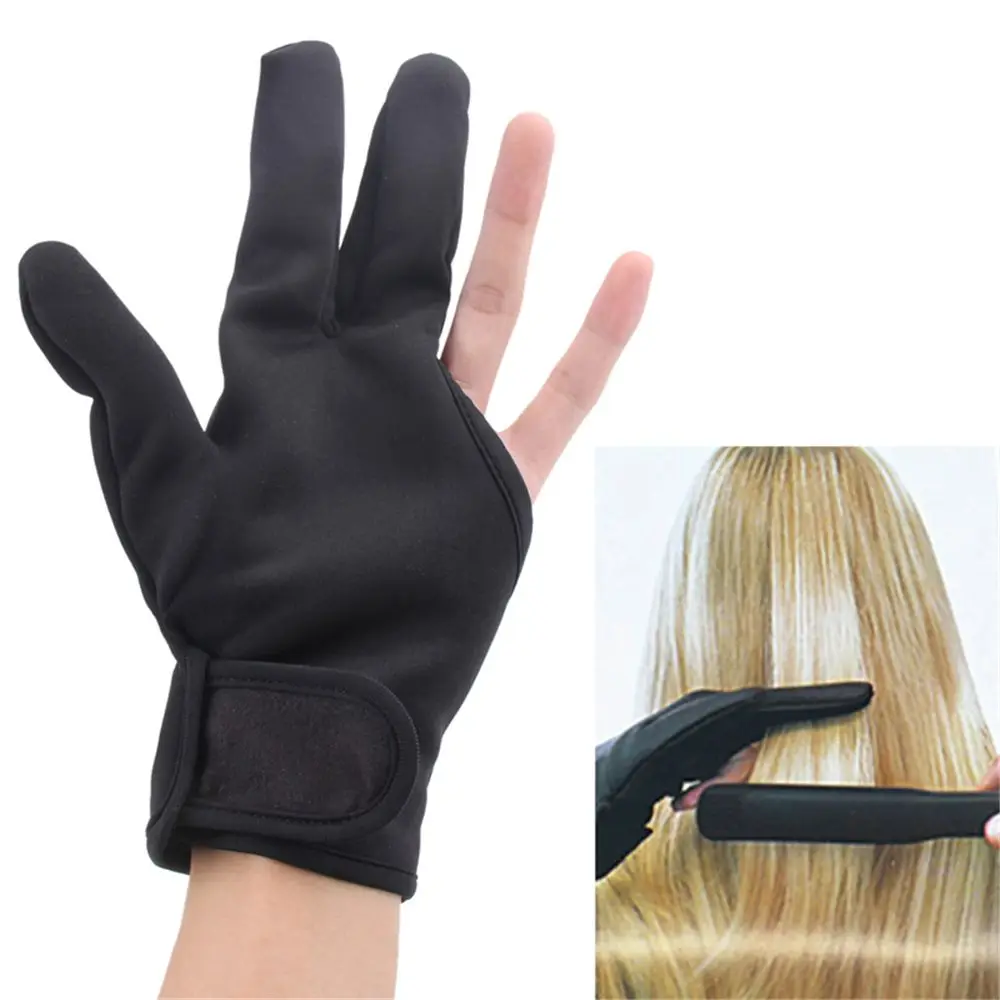 

High Quality Durable Black Cotton Hairdressing Heat Resistant Three Fingers Glove Styling Tools Finger Protectors Accessories