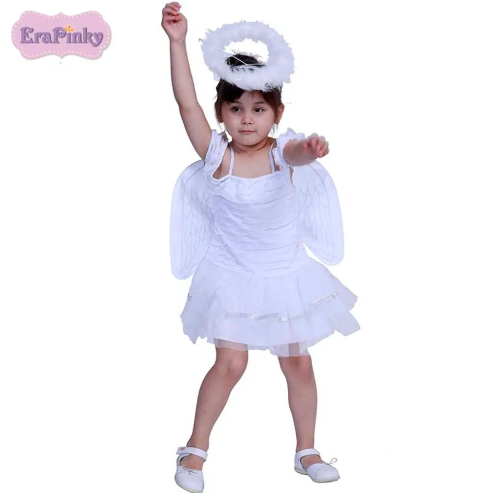 

Erapinky 2018 White Angel Wings Costume Dress For Kids Girls Tutu Toddler Cosplay Party Dress Halloween Children Clothing Gifts