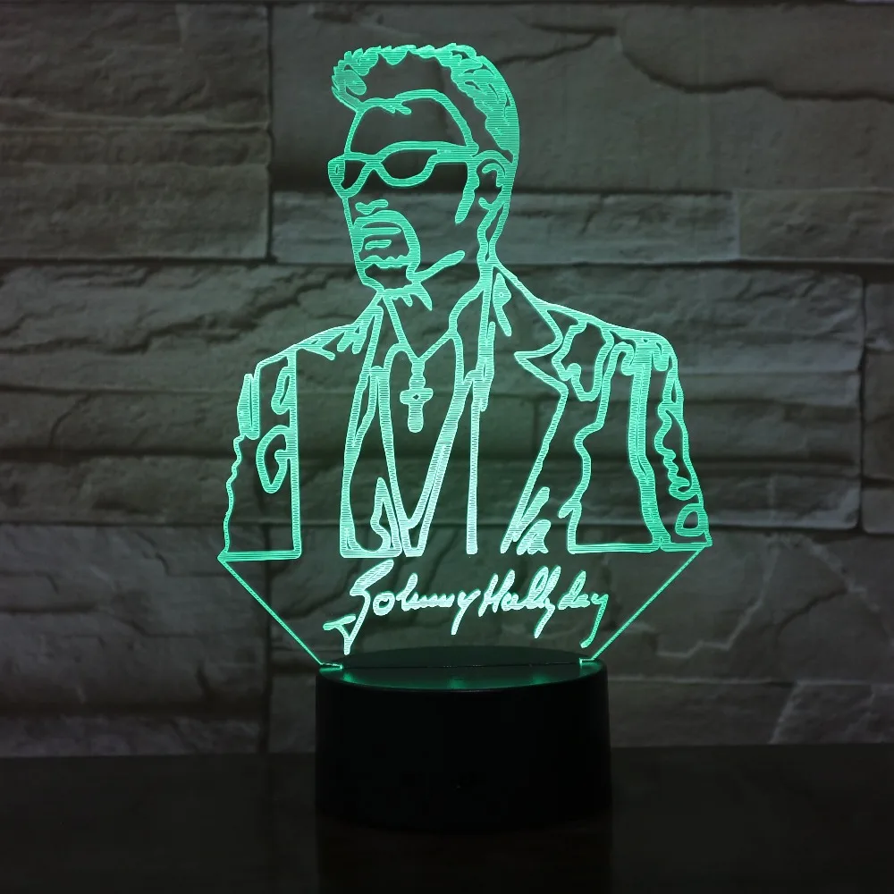 XXXTentacion MJ Billie Eilish Johnny Hallyday 3D лампа Иллюзия светодиодный USB сенсорный RGB 7 цветов Фредди Меркьюри певец подарки другу