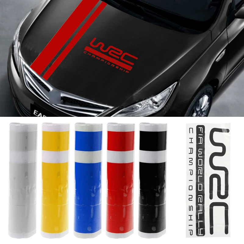 Mayitr 1pc 110*15cm W-RC Stripe Racing Sports Sticker 4 Colors Graphic Car Hood Cover Vinyl Decal for Car Exterior Parts