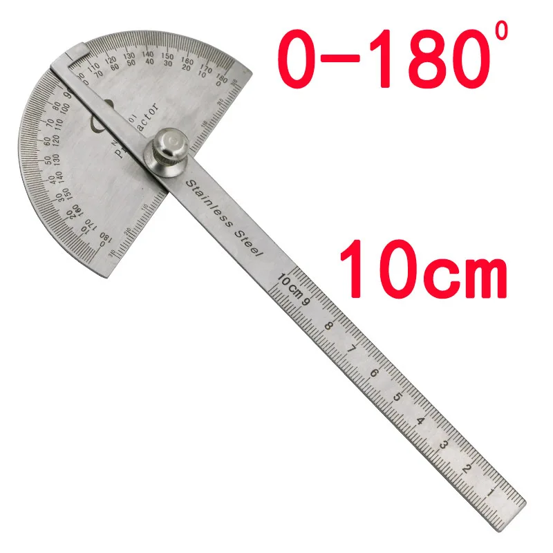 Angle Protractor Angle Scale Ruler Stainless Steel Angle Gage 180 Degrees Woodworking Angle 10cm