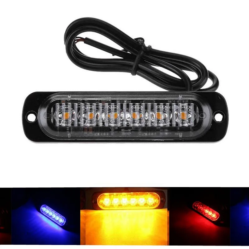 

1Pcs 6LED Flash Warning Lights Car Truck Trailer Side Marker Strobe Work Lights DC 12V 24V Yellow Auto DRL Driving Safety Lamps