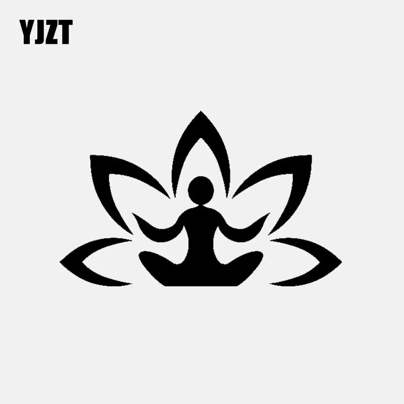 

YJZT 14.6CM*9.2CM Yoga Meditation Buddha Buddhism Vinyl Decal Car Stickers Black/Silver C3-1517