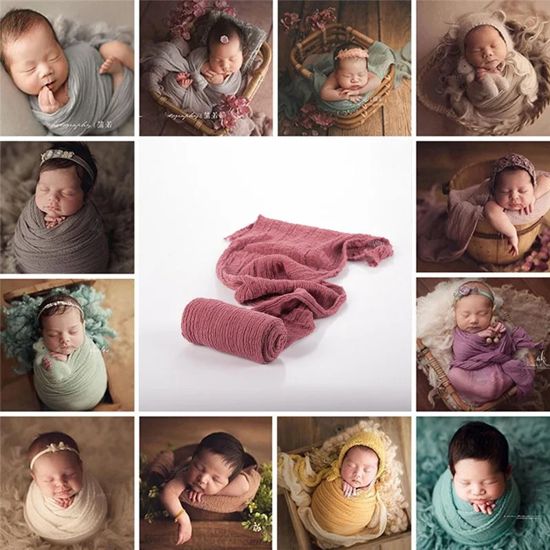 

Ylsteed Cotton Newborn Wrap Stretch New born Photography Wraps Baby Photo Props Foto Props Baby Photo Blanket Basket Filler