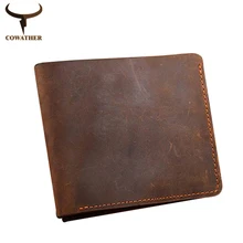 COWATHER Crazy horse кожа мужчины кошельки Vintage подлинная кошелек кожаный для мужчин ковбой верхняя кожа тонкий поставить бесплатная доставка