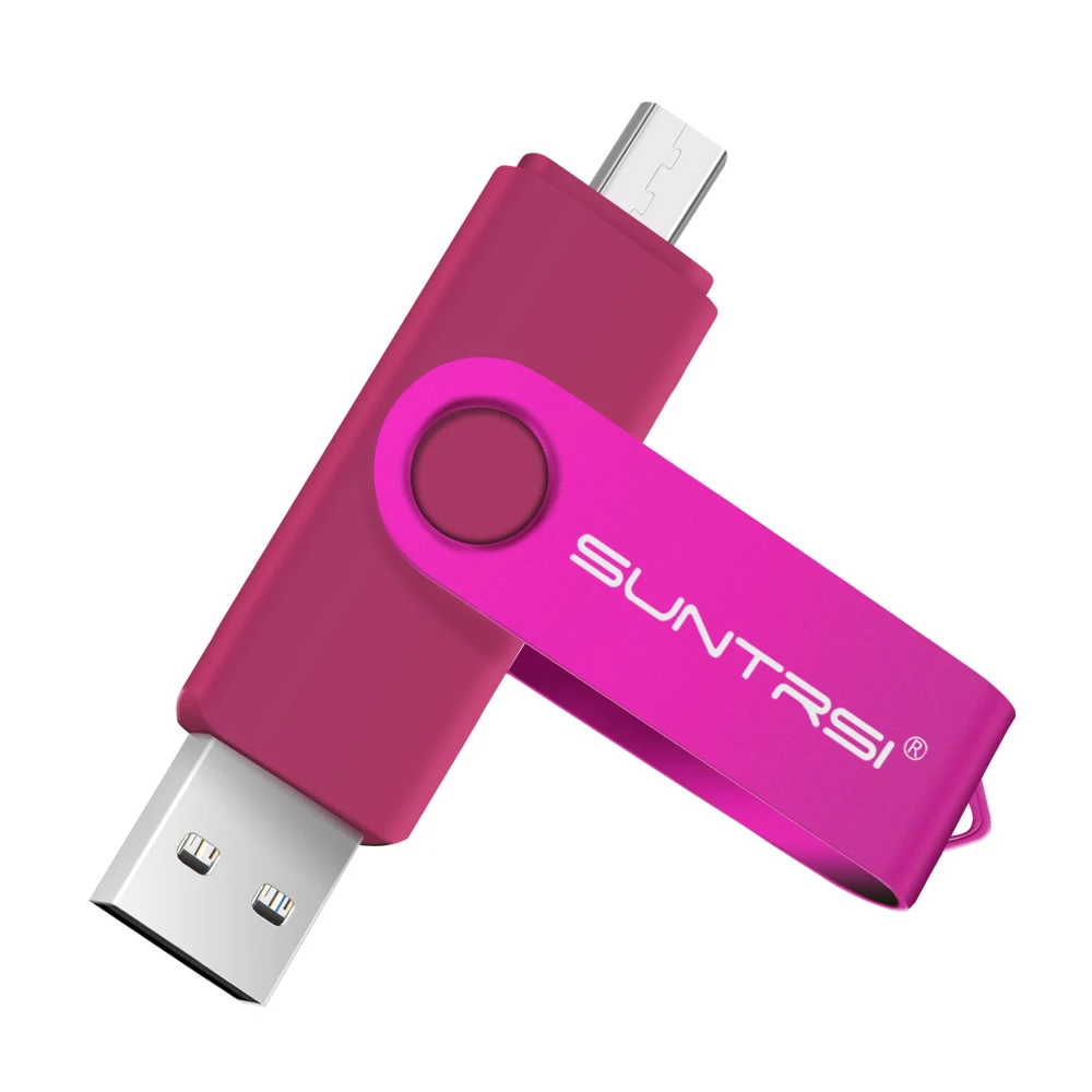 Suntrsi OTG USB флеш-накопитель 32 Гб 16 Гб Флешка для смартфона/планшета/ПК USB2.0 Поворотная USB флешка 64 ГБ 8 ГБ реальная емкость - Цвет: pink