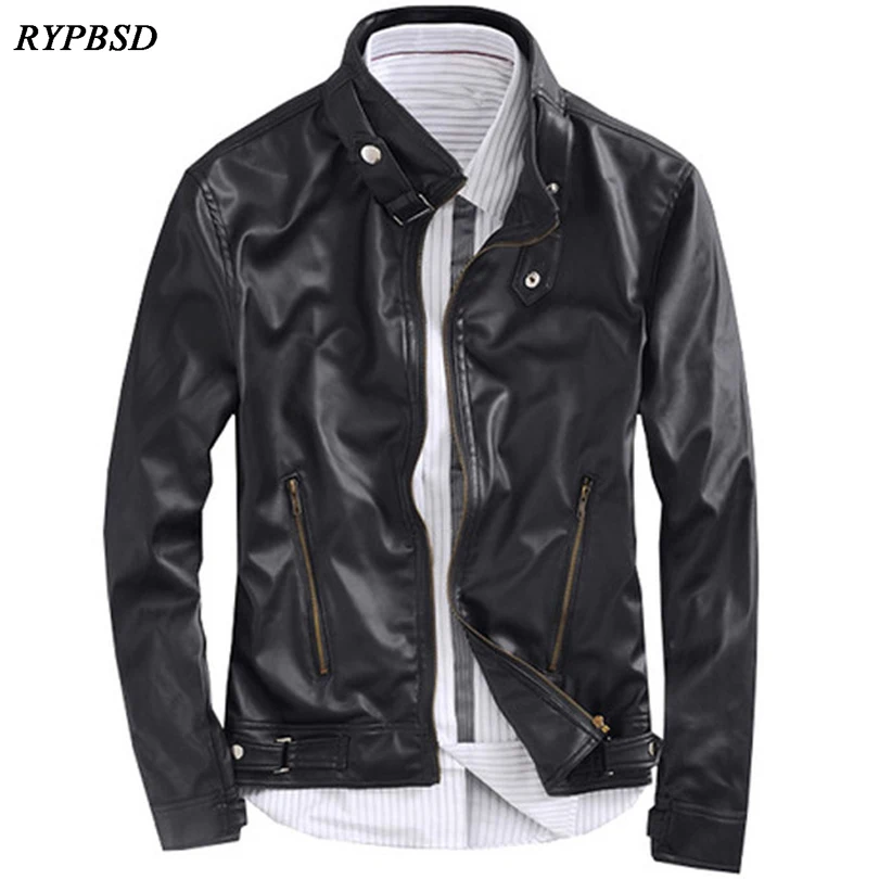 Black Leather Jacket Men Motorcycle Stand Collar Fashion Korean Classic Blouson Simili Cuir Homme Bomber Jackets Men Veste Homme