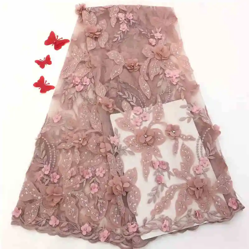 

Latest 3DStereo Applique lace Flowers African French net lace Fabrics for Wedding Party Dresseswith rhinestones GZ681Z