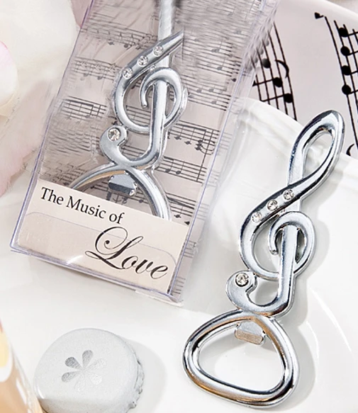 

200pcs/lot The music of love Chrome Musical Note Bottle Opener beer opener Wedding gift Party Favors