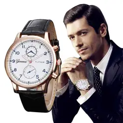 Классический дизайн Мужские часы мужские деловые часы кожаные кварцевые наручные часы Relogio Masculino # C