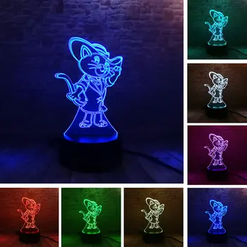 

Funny Cat Animel Figure Model Juguete 3D Illusion Led Lamp Touch Flashing Light Desk Nightlight luminous Toys
