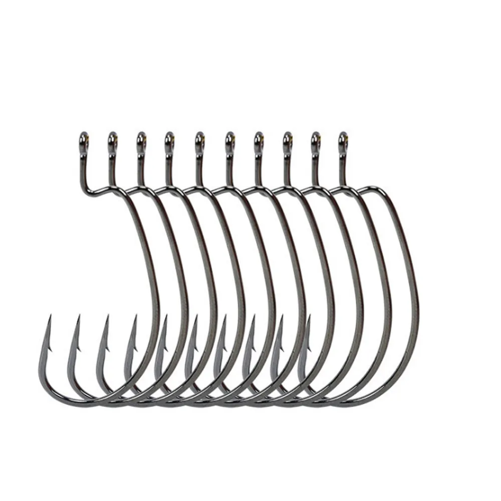 50 шт./лот Высокоуглеродистая сталь 1/0#-5/0#5 Размер рыболовные крючки джиг голова червь Pesca для мягкой приманки кривошипный червь острый крючкообразный крючок