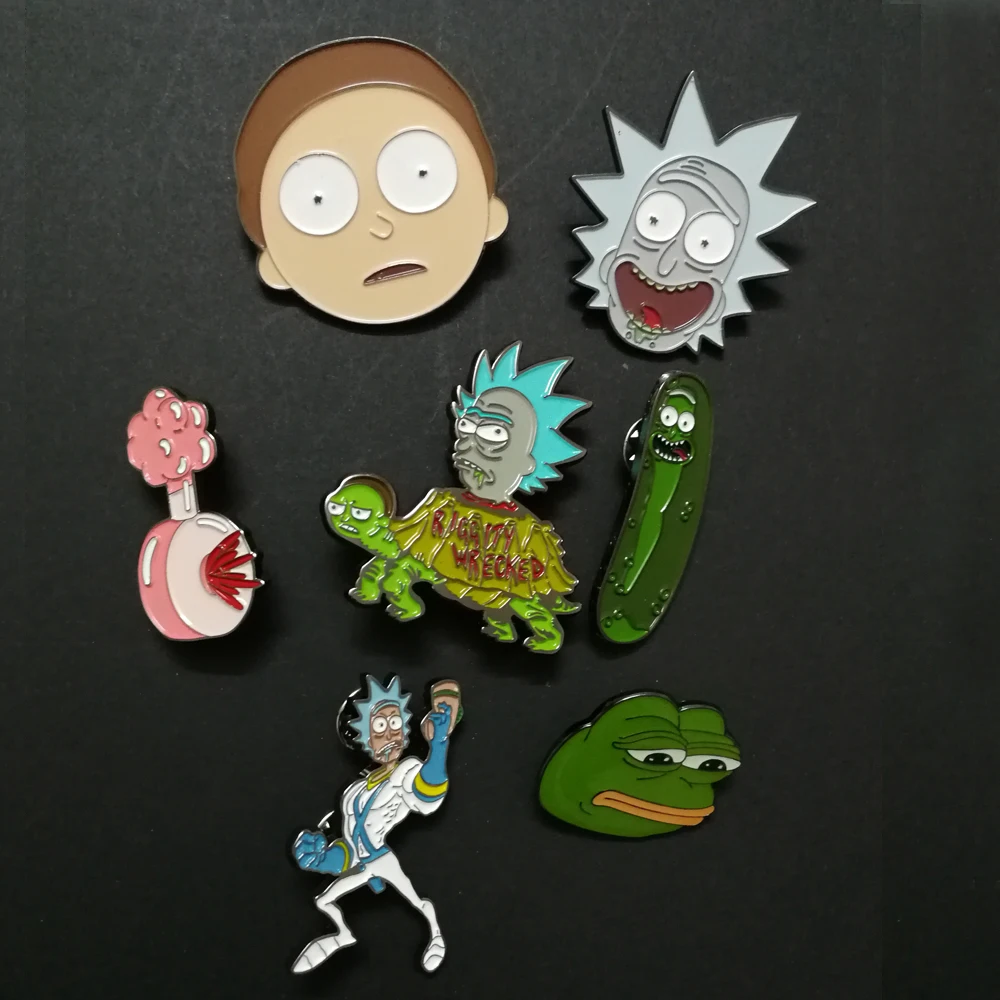 

2017 Newest high quality Rick and Morty Pin Pickle Badge pin for Clothing Big Shoes Enamel Pin badges sticker