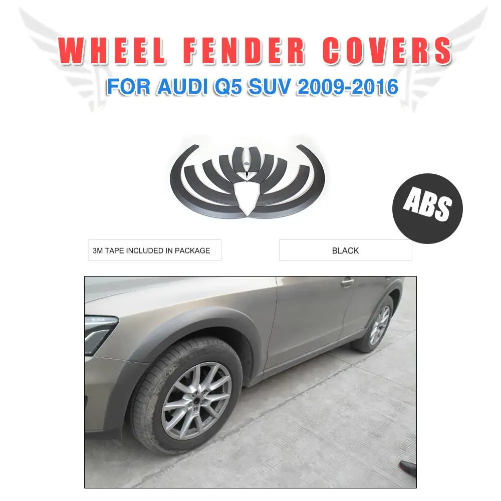 ABS Fender Flares Wheel Arch Eyebrows Wide Strip Covers For Audi Q5 Non-Sline 2009-2016 Mud Flaps Guard Trims Car Styling ABS Fender Flares Wheel Arch Eyebrows Wide Strip Covers For Audi Q5 Non-Sline 2009-2016 Mud Flaps Guard Trims Car Styling