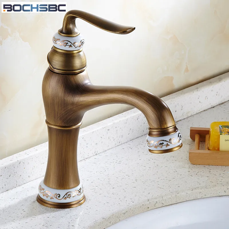 BOCHSBC European Natural Jade Brass Basin Faucet Hot and Cold Washbasin