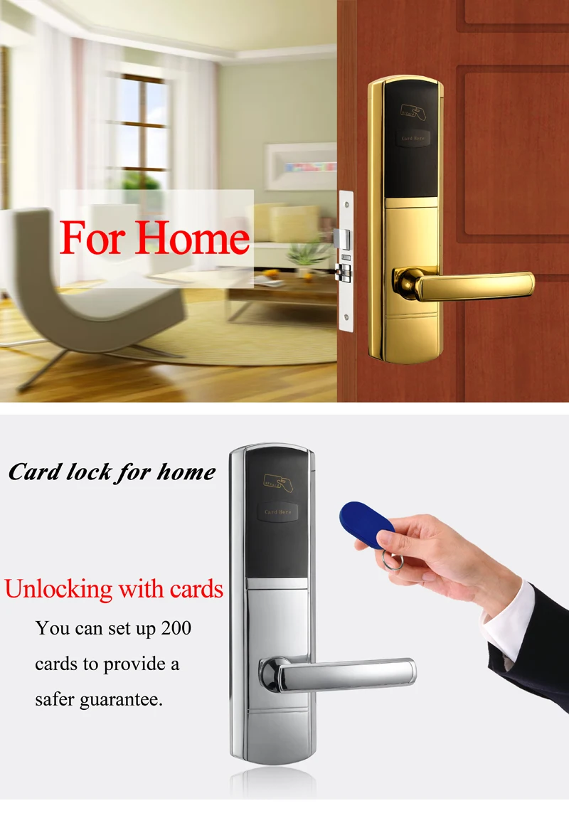 Zinc Alloy Security Digital Door Lock Intelligent RFID Card Electronic Locks For Hotel or Home Smart Entry ZAG1068