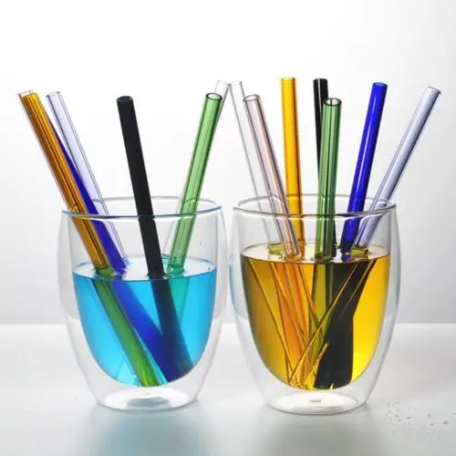 

1pc New Party Drinking Straw Reusable Flat Fashion Straight 9 Color Birthday Wedding Pure Color Pyrex Glass 20cm Simple