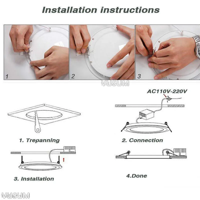 LED Ceiling Light Panel Light 6W 9W 12W 15W 18W 21W AC85-265V Indoor Lighting, Round/Square LED Light led panel light 2x4