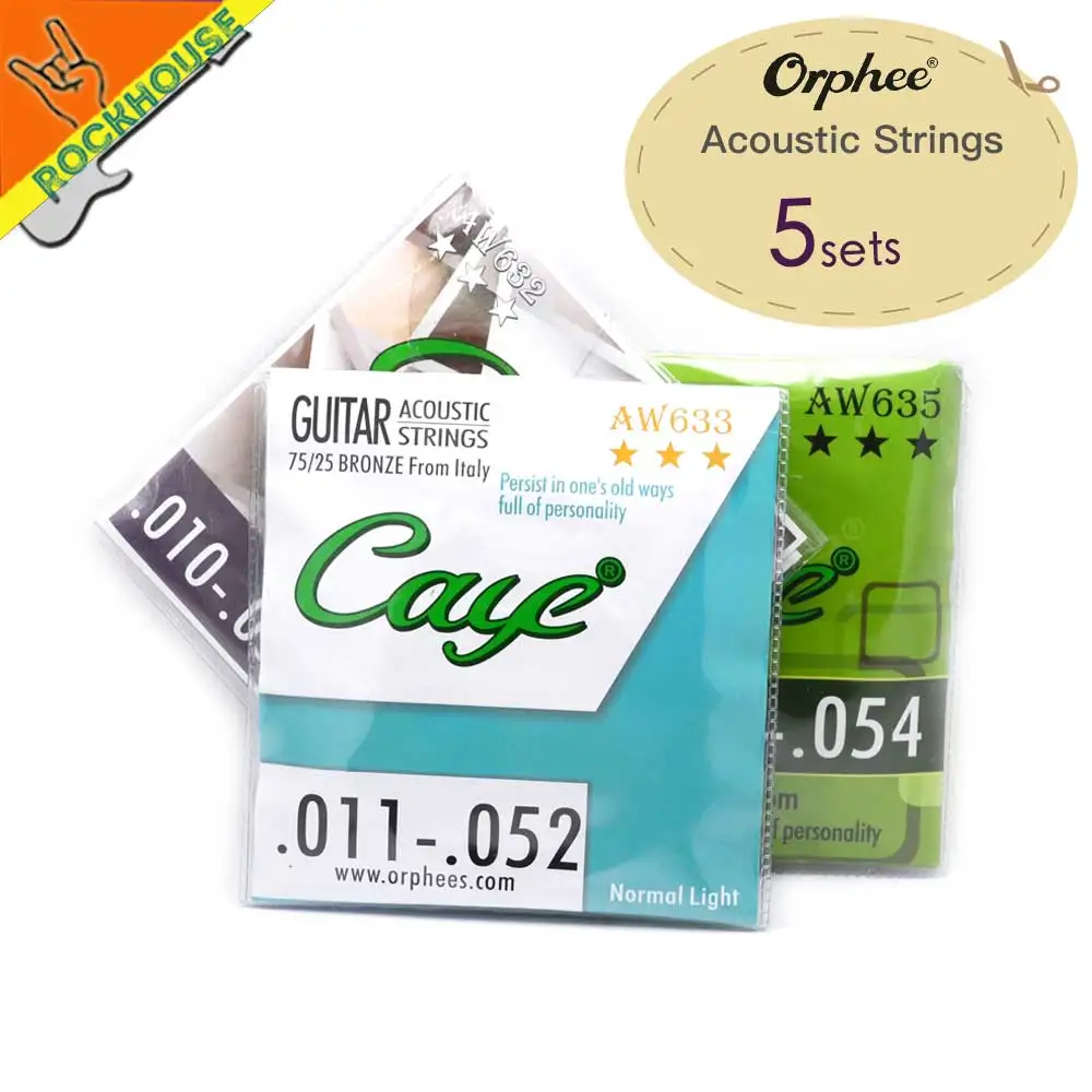 

5sets Orphee 75/25 Bronze Acoustic Guitar Strings Folk gutiarra strings Steel Strings Medium Light Bright tone Free Shipping