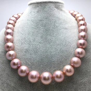 

Edison natural pearl necklace 13-16mm mixed color light purple genuine Golden Circle